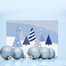 Tarjeta de vacaciones de árboles azules caprichoso