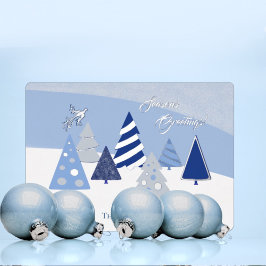 Festiva Con Relieve Metalizado Tarjeta de vacaciones de árboles azules caprichoso