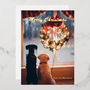 Festiva Con Relieve Metalizado Tarjeta de vacaciones de foto de navidades, tarjet