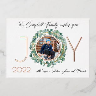 Festiva Con Relieve Metalizado Tarjeta de vacaciones de papel de aluminio JOY 2 c