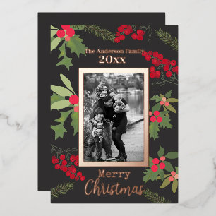 Festiva Con Relieve Metalizado Tarjeta de vacaciones para Navidades fotográficos