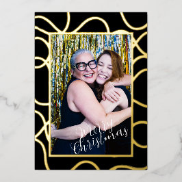 Festiva Con Relieve Metalizado Tarjeta de vacaciones simple de una foto en Reliev