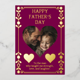 Festiva Con Relieve Metalizado Tarjeta del Día del Padre | Foto personalizada y t