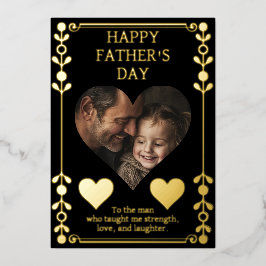 Festiva Con Relieve Metalizado Tarjeta del Día del Padre | Foto personalizada y t