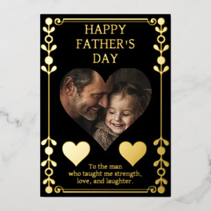 Festiva Con Relieve Metalizado Tarjeta del Día del Padre   Foto personalizada y t