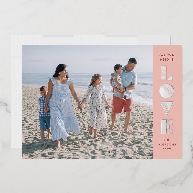 Festiva Con Relieve Metalizado Tarjeta fotográfica de El día de San Valentín de R (Sobre)