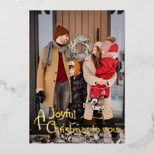 Festiva Con Relieve Metalizado Tarjeta fotográfica de la familia Vintage Gold par