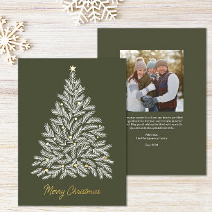 Festiva Con Relieve Metalizado Tarjeta fotográfica de navidad dibujada a mano