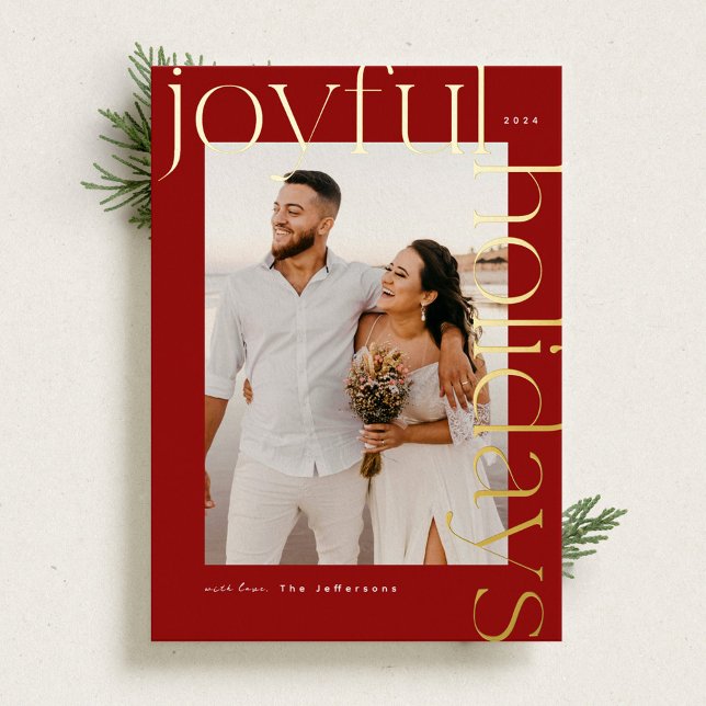 Festiva Con Relieve Metalizado Tarjeta fotográfica de vacaciones doradas negrita  (Subido por el creador)