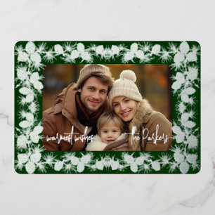 Festiva Con Relieve Metalizado Tarjeta fotográfica de vacaciones Pinecone para Re