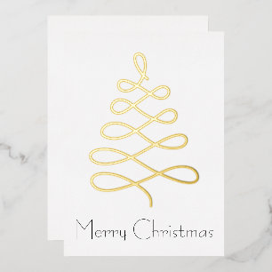 Festiva Con Relieve Metalizado Tarjeta minimalista de Navidades de árbol de Navid