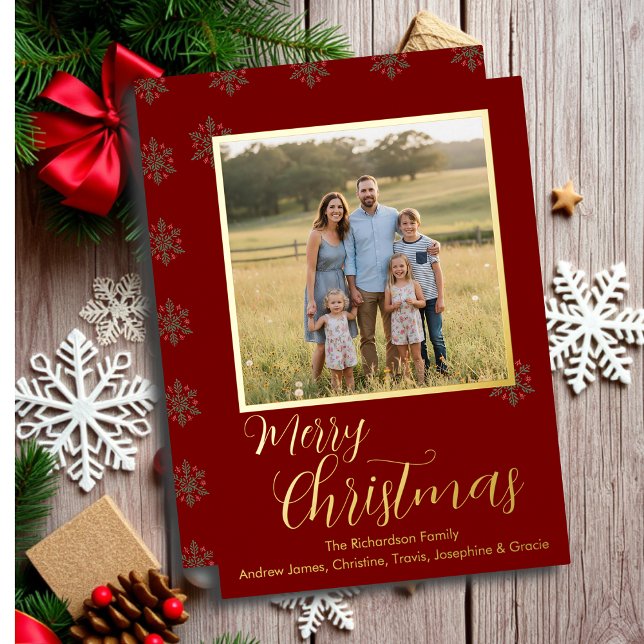 Festiva Con Relieve Metalizado Tarjeta Navideña de Papel Foil Rojo y Dorado (Subido por el creador)