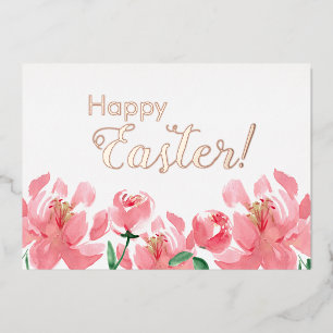 Festiva Con Relieve Metalizado Tarjeta personalizada Feliz Pascua Floral Peonías