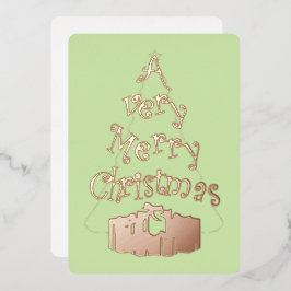 Festiva Con Relieve Metalizado Una tarjeta navideña muy feliz