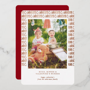 Festiva Con Relieve Metalizado XOX   Tarjeta fotográfica de los deseos de San Val