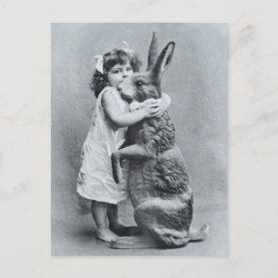 Festiva Conejito antiguo del amor del chica de la postal