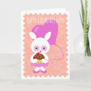 Festiva Conejito de San Valentín con tarjeta de pastelito