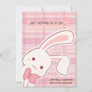 Festiva Conejito Lindo Tarjeta Rosa de Saludo