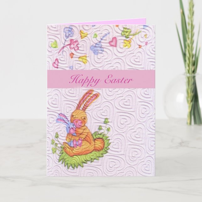 Festiva Conejito y perrito - tarjeta de pascua (Anverso)