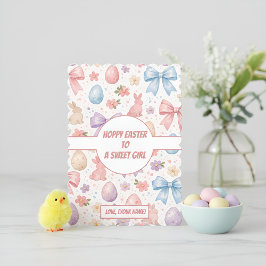 Festiva Conejo Coquette Personalizado & Tarjeta de Pascua 