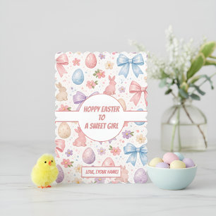 Festiva Conejo Coquette Personalizado & Tarjeta de Pascua
