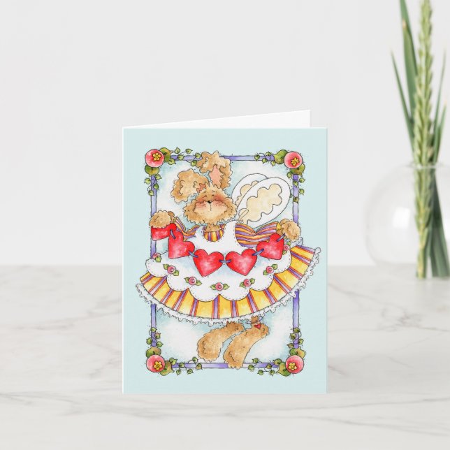 Festiva Conejo de cuerdas de corazón - Tarjeta de San Vale (Anverso)