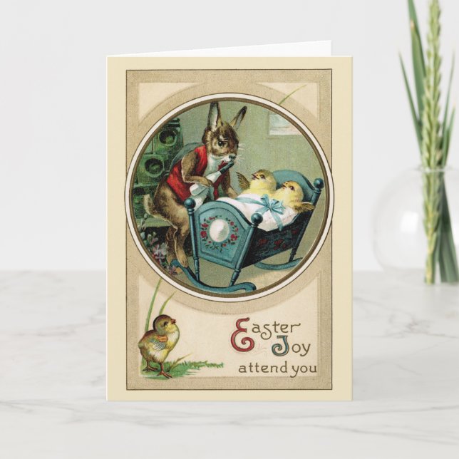 Festiva Conejo de la papá de Pascua y tarjeta de (Anverso)