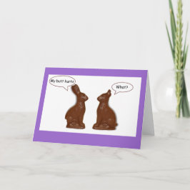 Festiva Conejo de Pascua de chocolate ¿Qué? Tarjeta