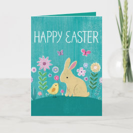 Festiva Conejo de Pascua - Tarjeta de vacaciones plegada