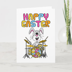 Festiva Conejo de Pascua tocando la batería tarjeta divert