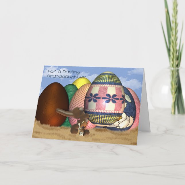 Festiva Conejo de Pascua y tarjeta de pascua para nietas y (Anverso)