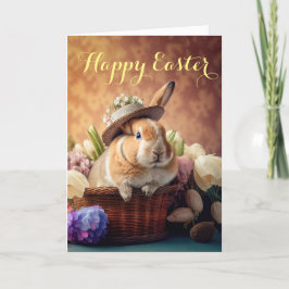 Festiva Conejo feliz con tarjeta de vacaciones de Pascua