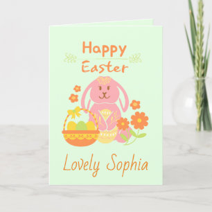 Festiva Conejo verde feliz de Pascua tarjeta de vacaciones