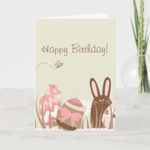 Festiva Conejo y Huevos de Pascua Tarjeta de Cumpleaños Fe