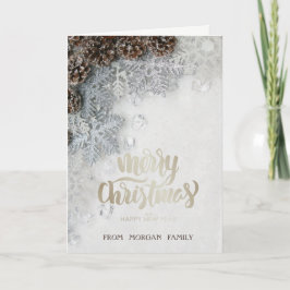 Festiva Conos de pino, tarjeta de vacaciones de copos de n