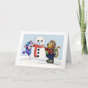 Festiva Construir una tarjeta de gato de nieve