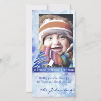 Festiva Copo de nieve azul y blanco "¡Que nieve!" Tarjeta