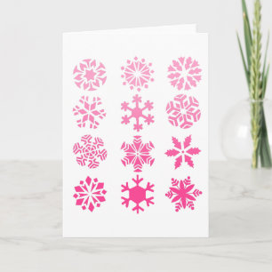 Festiva Copos de nieve rosados - tarjeta de felicitación