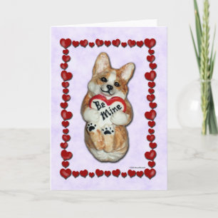 Festiva Corazón Corgi "¡Sé mío!" Tarjeta mediana