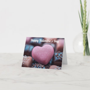 Festiva Corazón de Chocolate Rosa Tarjeta de San Valentín