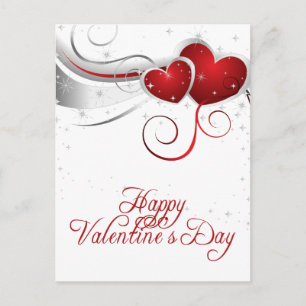 Festiva Corazón rojo y blanco San Valentín postal