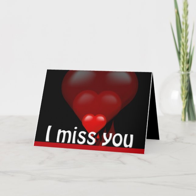 Festiva Corazón Sangrante Te Extraño Tarjeta De Saludo (Anverso)
