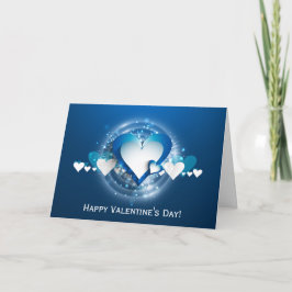 Festiva Corazones blancos de los azules de la tarjeta del