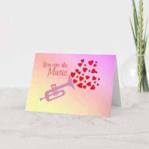 Festiva Corazones de la trompeta de la tarjeta del día de
