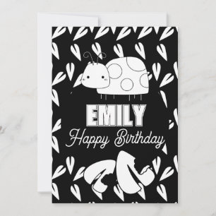Festiva Corazones de Mariquita Adorable Tarjeta de Cumplea