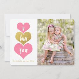 Festiva Corazones rosados dulces | Tarjeta fotográfica el 