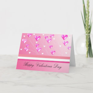 Festiva Corazones rosados flotantes de la tarjeta del día