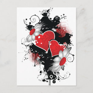 Festiva Corazones y Daisies San Valentín postal