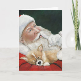 Festiva Corgi Galés del Pembroke y tarjeta de felicitación