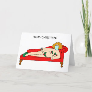 Festiva Covid 19 Navidades con tarjeta de vacaciones Lady